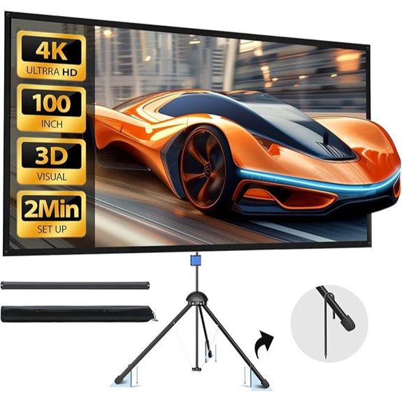 100 Indoor/Outdoor 4K HD Projector Screen with Stand