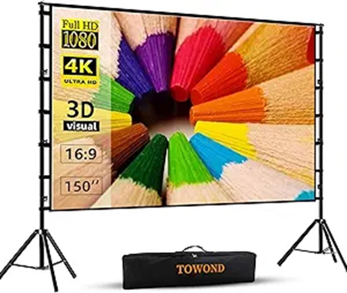 TOWOND 150 Indoor/Outdoor Projector Screen with Stand