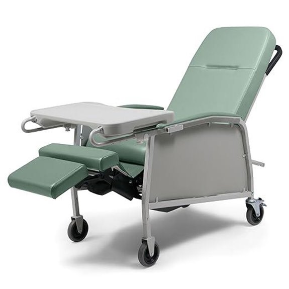 Lumex 3-Position Medical Recliner Reclining Geri Chair with Wheels Jade