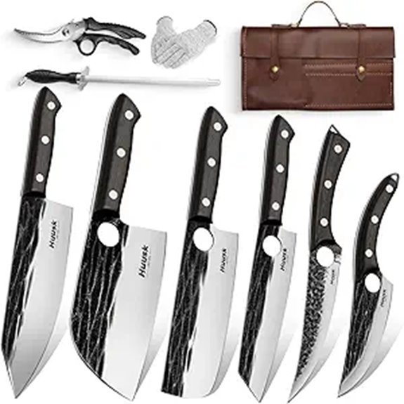 Huusk Japanese Chef Knife Set with Ebony Handles