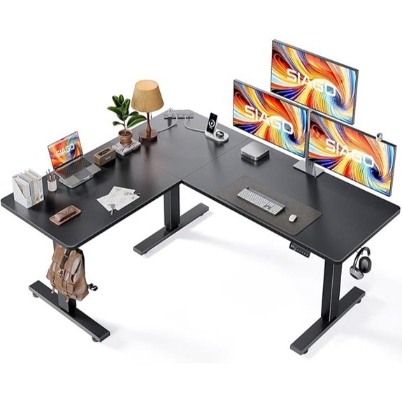 SIAGO L-Shaped Standing Desk with Charging Station