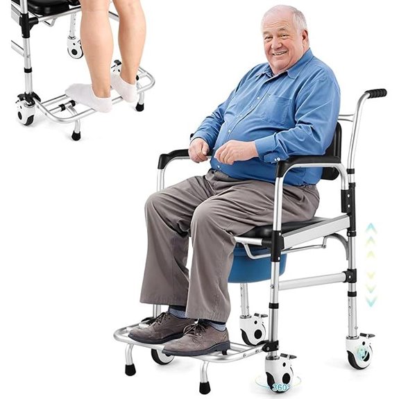 Enlarged 4-in-1 Bariatric Shower Chair with Locking Wheels