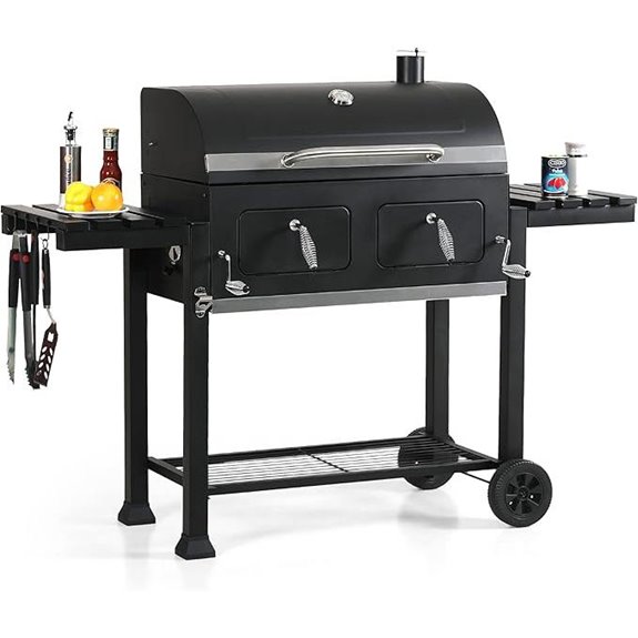 Captiva Extra Large Charcoal BBQ Grill with Side Tables