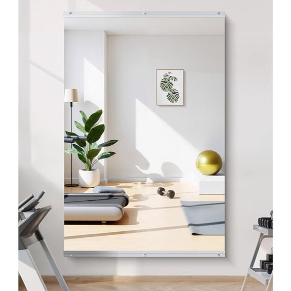 Home Gym Mirror 60x40 Inch Frameless Tempered Glass