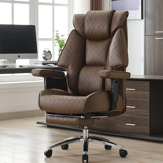 Big and Tall Leather Office Chair with Footrest