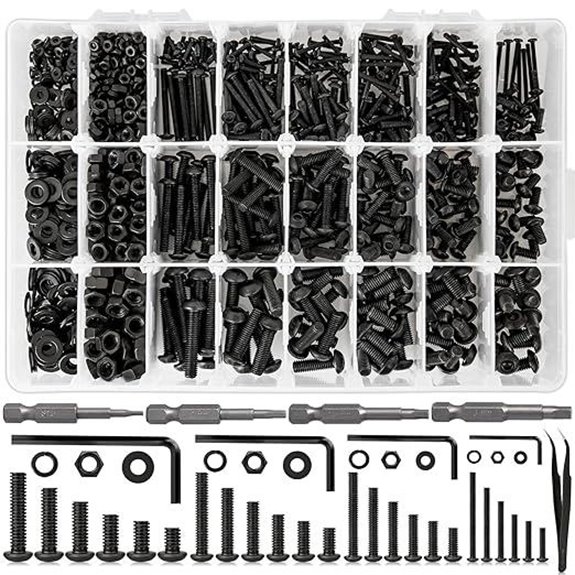 1724Pcs Metric Steel Hex Bolts and Nuts Set