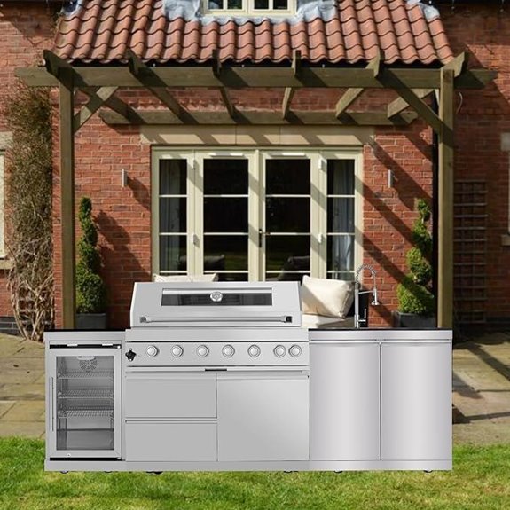 Overisized Outdoor Kitchen Bar with Grill and Refrigerator