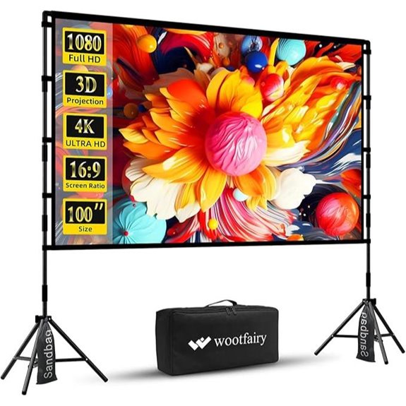 Wootfairy 100-Inch Foldable Projection Screen with Stand