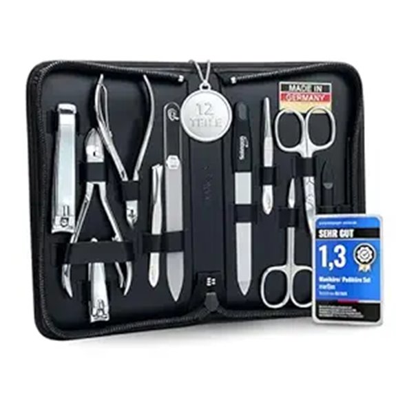 12-Piece Manicure Set with Leather Case and Nail File