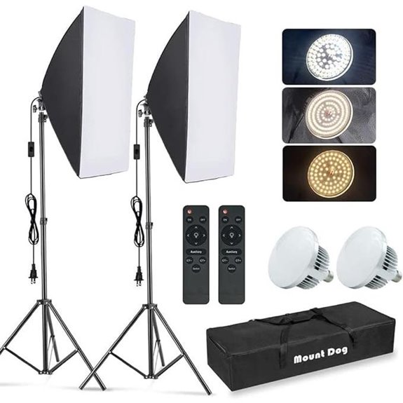 Mountdog Softbox Lighting Kit with LED Bulbs