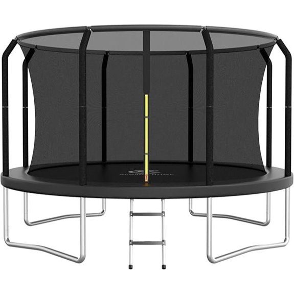 Outdoor Trampoline with Basketball LED Lights Net & Ladder