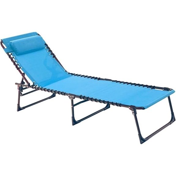 Folding Patio Lounge Chair with Pillow (Light Blue)