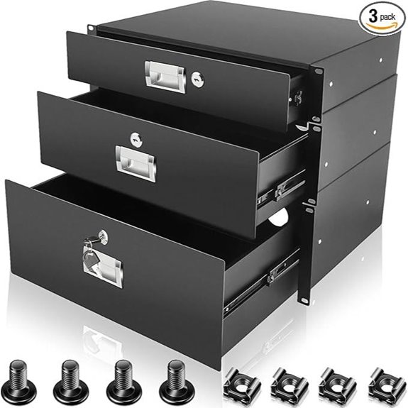 3-Piece 19-Inch Lockable Rack Drawer Set