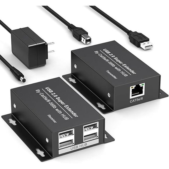 USB Ethernet Extender Hub 196ft for Keyboard Printer