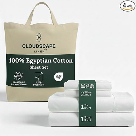 Egyptian Cotton Queen Sheets Set with Deep Pockets