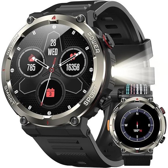 IOWODO Military Smart Watch for Men with Sports Modes