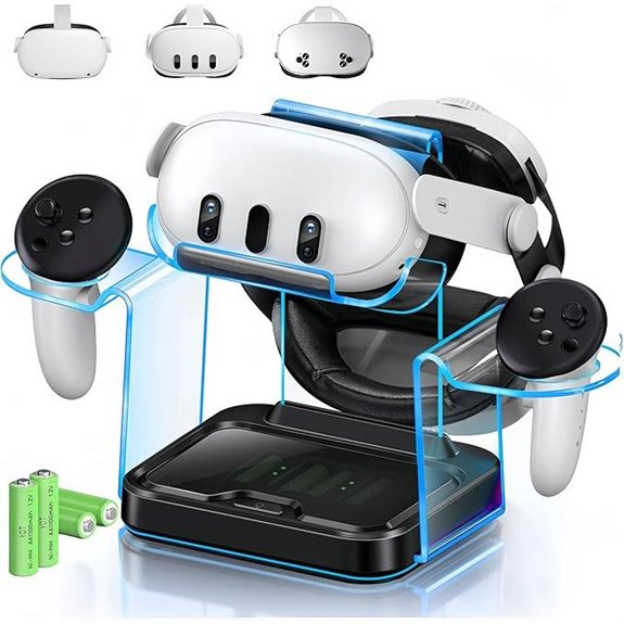 VR Headset Charging Dock for Meta Quest 3/2 with Batteries