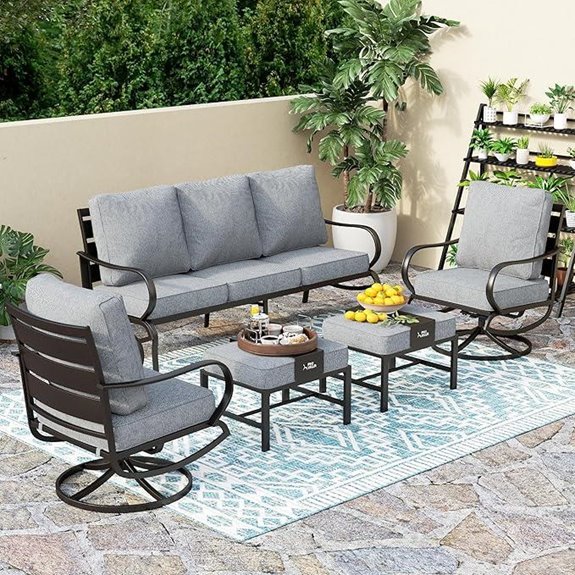PHI VILLA 5-Piece Metal Patio Furniture Set