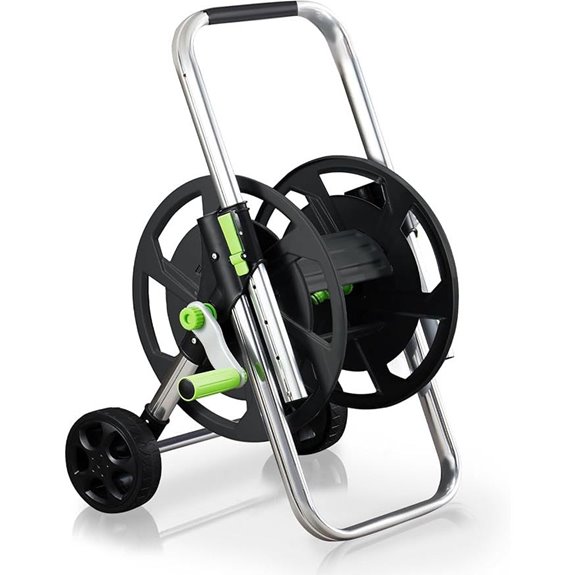 Garden Hose Reel Cart with Wheels and Adjustable Handrail