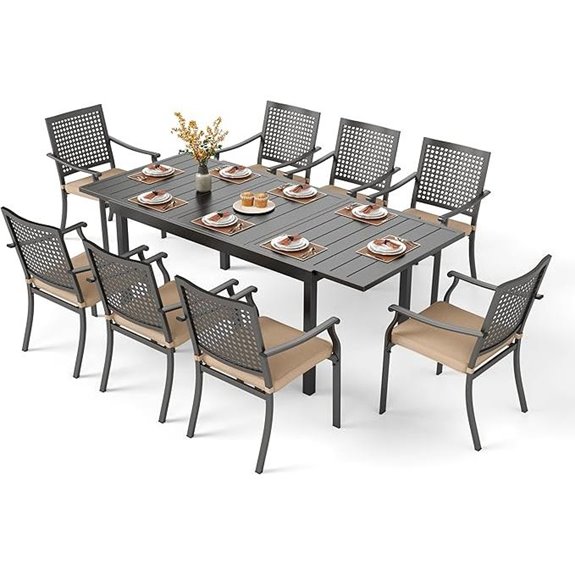 PHI VILLA 9-Piece Outdoor Dining Set with Cushions