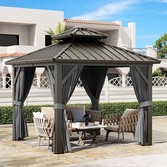 10'x10' Heavy-Duty Aluminum Gazebo with Curtains