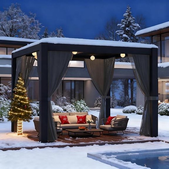 LVUYOYO 10' x 10' Aluminum Pergola with Curtains