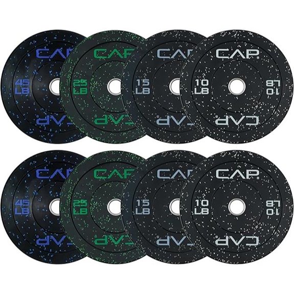 CAP Barbell Olympic Bumper Plate Weight Set with Rack
