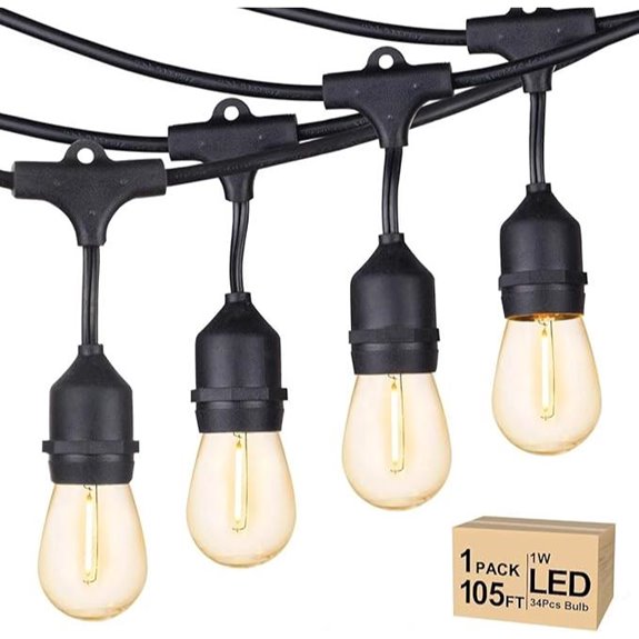 Svater 105FT Outdoor String Lights with Dimmable Bulbs