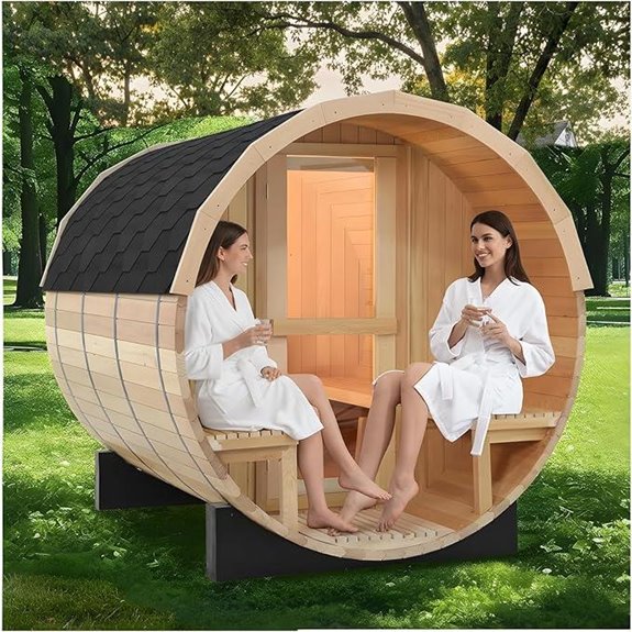 ZONEMEL Outdoor Barrel Sauna for 6-8 Persons