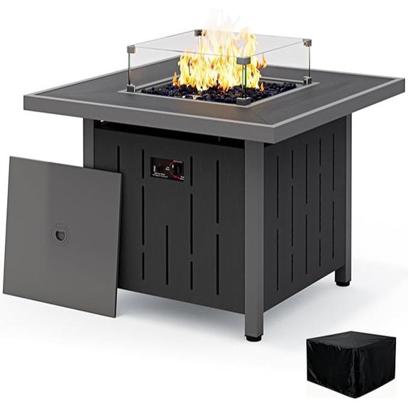 SERWALL 33 Outdoor Fire Pit Table with Lid