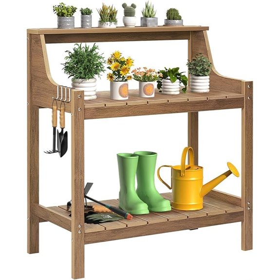 ONBRILL Outdoor Potting Bench with Hooks and Capacity