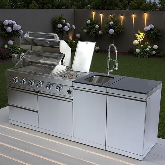BBQ Island Outdoor Kitchen with Grill Sink Storage