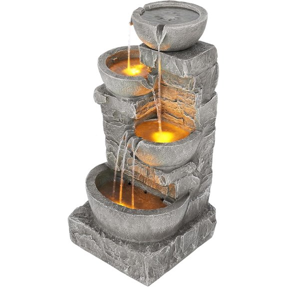 Teamson Outdoor Water Fountain with LED Lighting