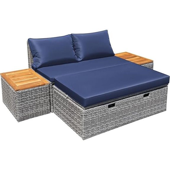Devoko Outdoor Patio Daybed with Side Tables