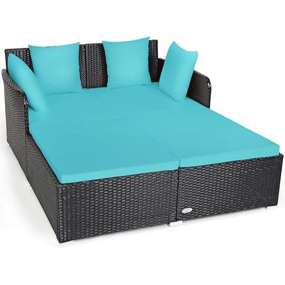 Tangkula Outdoor Rattan Sunbed with Cushions