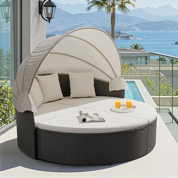 Devoko Outdoor Patio Round Daybed with Canopy
