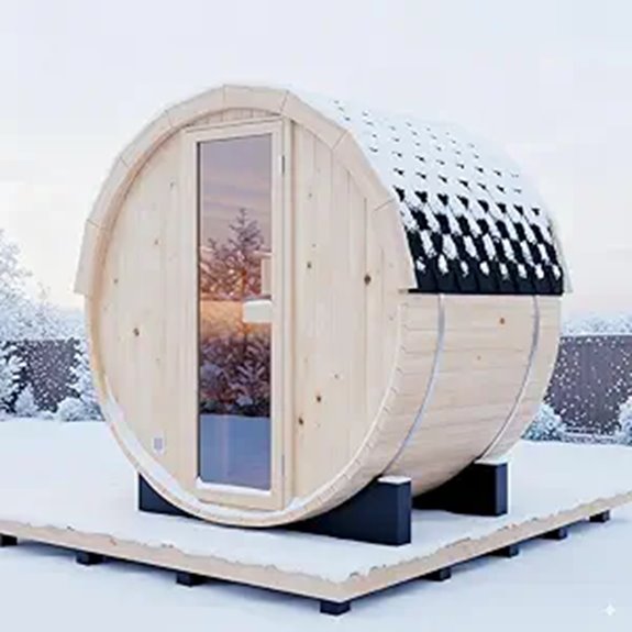 Outdoor 2-Person Barrel Steam Sauna with Heater