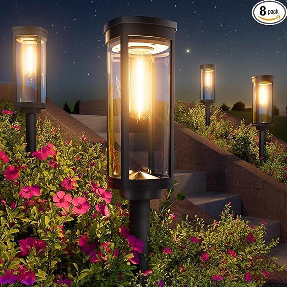 Bright Solar Pathway Lights 8 Pack Waterproof Outdoor Decor