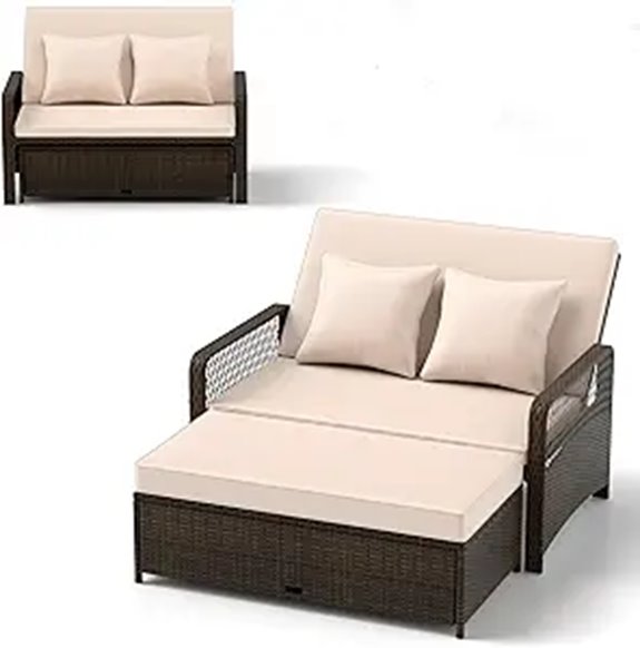 RELAX4LIFE Wicker Outdoor Daybed with Cushions