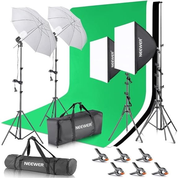 NEEWER Photography Lighting Kit with Backdrops and Softboxes