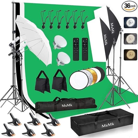 Photography Lighting Kit with Backdrop and LED Softbox