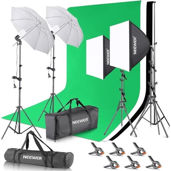 NEEWER Photography Lighting Kit with Backdrops and Softboxes
