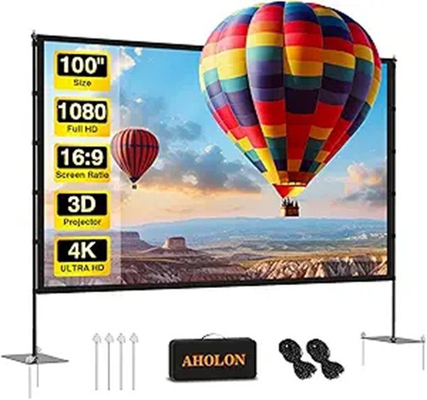 Outdoor Projector Screen with Stand 100 Inch Portable