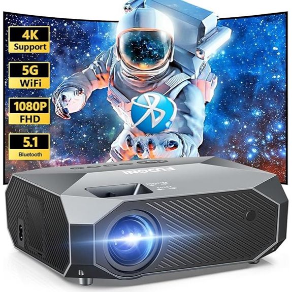 FUDONI Portable 4K WiFi Bluetooth Outdoor Projector