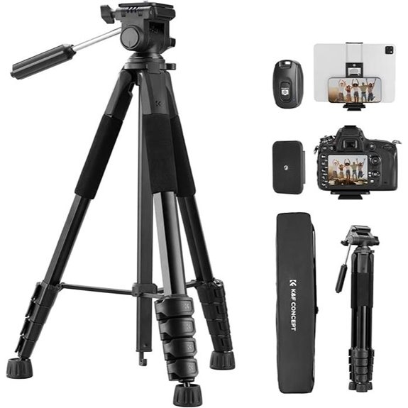 K&F Concept 75 Portable Camera Tripod with Phone Clip
