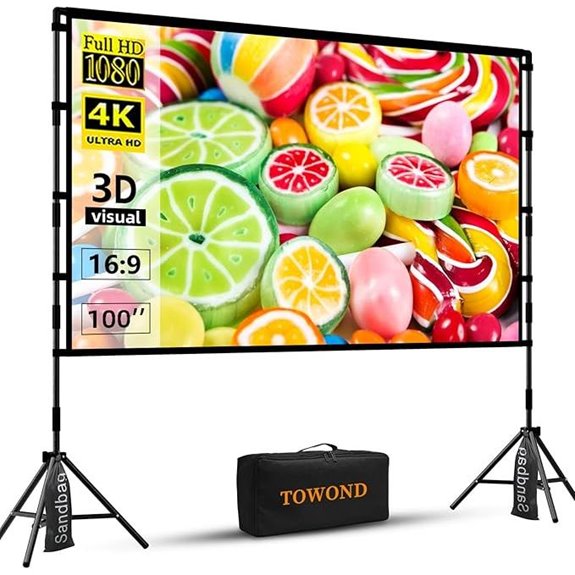 TOWOND 100 Portable Outdoor Indoor Projector Screen