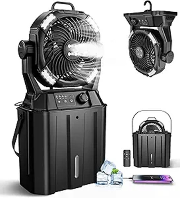 Portable Misting Fan with Spray Lights Timer