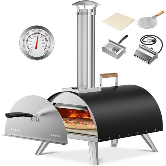 Multi-Fuel Portable Pizza Oven with Thermometer