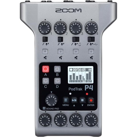 Zoom PodTrak P4 Podcast Recorder with Microphone Inputs