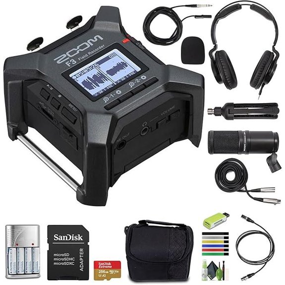 Zoom F3 Field Recorder with Mic Pack and Accessories